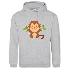 Hoodie with Print Cute Monkey From Cartoon - 2XL grey