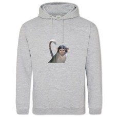 Hoodie with Print Cute Monkey With Gren Eyes - 2XL grey