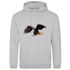 Hoodie with Print Eagle Flies - 2XL grey