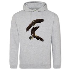 Hoodie with Print Two Eagles Fly - 2XL grey