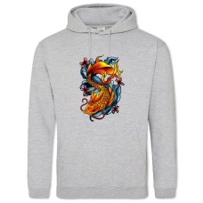 Hoodie with Print Colorful Fish - 2XL grey