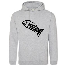 Hoodie with Print Sceleton Of Fish - 2XL grey