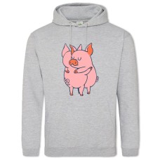 Худи с принтом Две Свиньи - 2XL серый