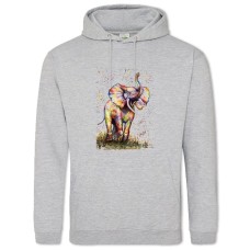 Hoodie with Print Painted Elephant - 2XL grey