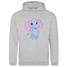 Hoodie with Print Elephant From Cartoon - 2XL grey