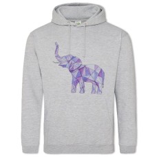 Hoodie with Print Puzzled Elephant - 2XL grey