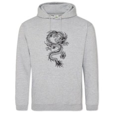 Hoodie with Print Chinese Dragon - 2XL grey