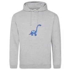 Hoodie with Print Cute Blue Dinosaur - 2XL grey