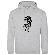 Hoodie with Print Wolf Like Tattoo - 2XL grey