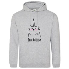 Hoodie with Print I'm A Caticorn - 2XL grey