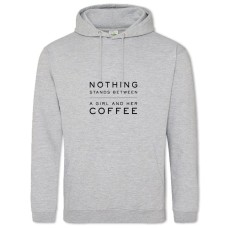 Hoodie with Print Coffee And Girl - 2XL grey