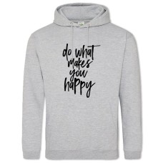 Hoodie with Print Do What Makes You Happy - 2XL grey