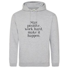 Hoodie with Print Stay, Work, Make - 2XL grey