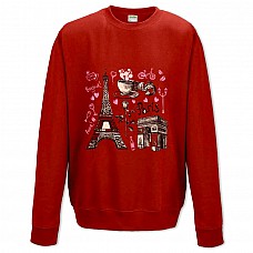 Свитшот с принтом Париж - XS красный