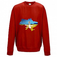 Свитшот с принтом Карта Гимн Украины - XS красный