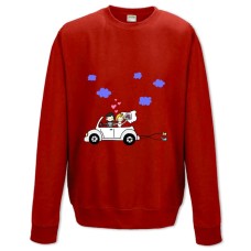 Sweatshort with Print The Bride And Groom In A White Car - XS  red