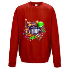 Свитшот с принтом С Днем Рождения Тебя Колпак Шарики Конфети - XS красный