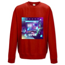 Sweatshort with Print Esports Player In Neon Colors - XS  red