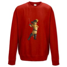 Свитшот с принтом Кот В Сапогах Прикольный Кот - XS красный