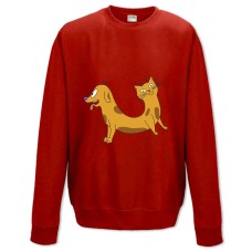 Sweatshort with Print Catdog Funny - XS  red