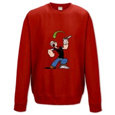 Світшот з принтом Моряк Папай Могутній Папай - XS червоний