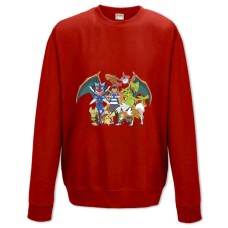 Свитшот с принтом Покемоны Все Герои - XS красный