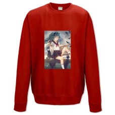 Свитшот с принтом Мику Хацунэ И Кот - XS красный