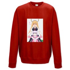 Свитшот с принтом Кобаяши И Её Горничная-Дракон Тору И Канна - XS красный