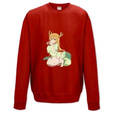 Свитшот с принтом Кобаяши И Её Горничная-Дракон Тору И Яблоко - XS красный