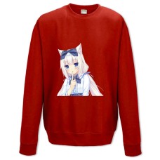 Свитшот с принтом Неко Пара Кошачий Рай Ванилла - XS красный