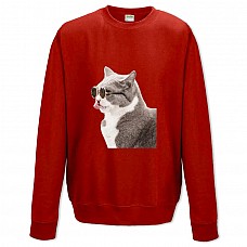 Sweatshort with Print Trendy Gray And White Cat - XS  red