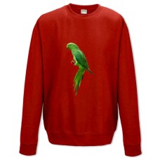 Свитшот с принтом Зеленый Попугай - XS красный