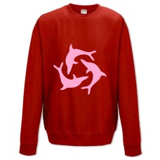 Sweatshort with Print Three Pink Dolphins - XS  red
