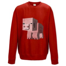 Світшот з принтом Майнкрафт Свинка - XS червоний