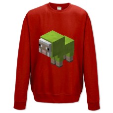Світшот з принтом Майнкрафт Маленька Зелена Овечка - XS червоний