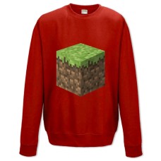 Світшот з принтом Майнкрафт Блок - XS червоний