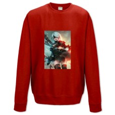 Свитшот с принтом Ниер Автомата Яркий Принт - XS красный