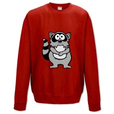 Sweatshort with Print Cute Raccoon - XS  red