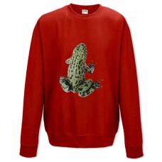 Свитшот с принтом Зеленая Лягушка С Черными Пятнами - XS красный