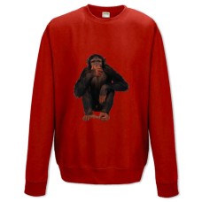 Свитшот с принтом Обезьяна Боится - XS красный