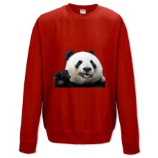Свитшот с принтом Панда Ест Бамбук - XS красный