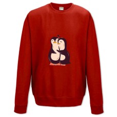 Sweatshort with Print Two Cute Penguins - XS  red
