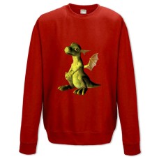 Свитшот с принтом Зеленый Милый И Маленький Динозавр - XS красный