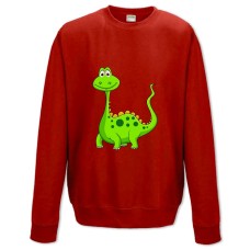Свитшот с принтом Зеленый Забавный Динозавр - XS красный