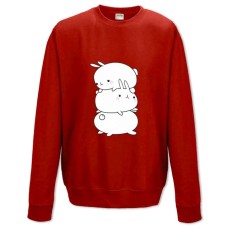 Sweatshort with Print Three Funny Rabbits - XS  red