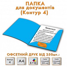 Offset printing of document folders 4+4 Contour 4 Coated matte 300 g/m² Glossy lamination 1+0