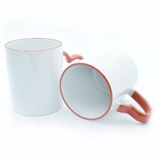 Cups with red heart-shaped handle