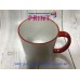 Cup with a red handle and a rim