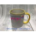 Cup with a yellow handle and a rim