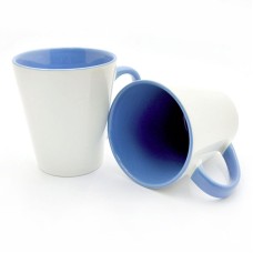 Latte cup blue handle and inside